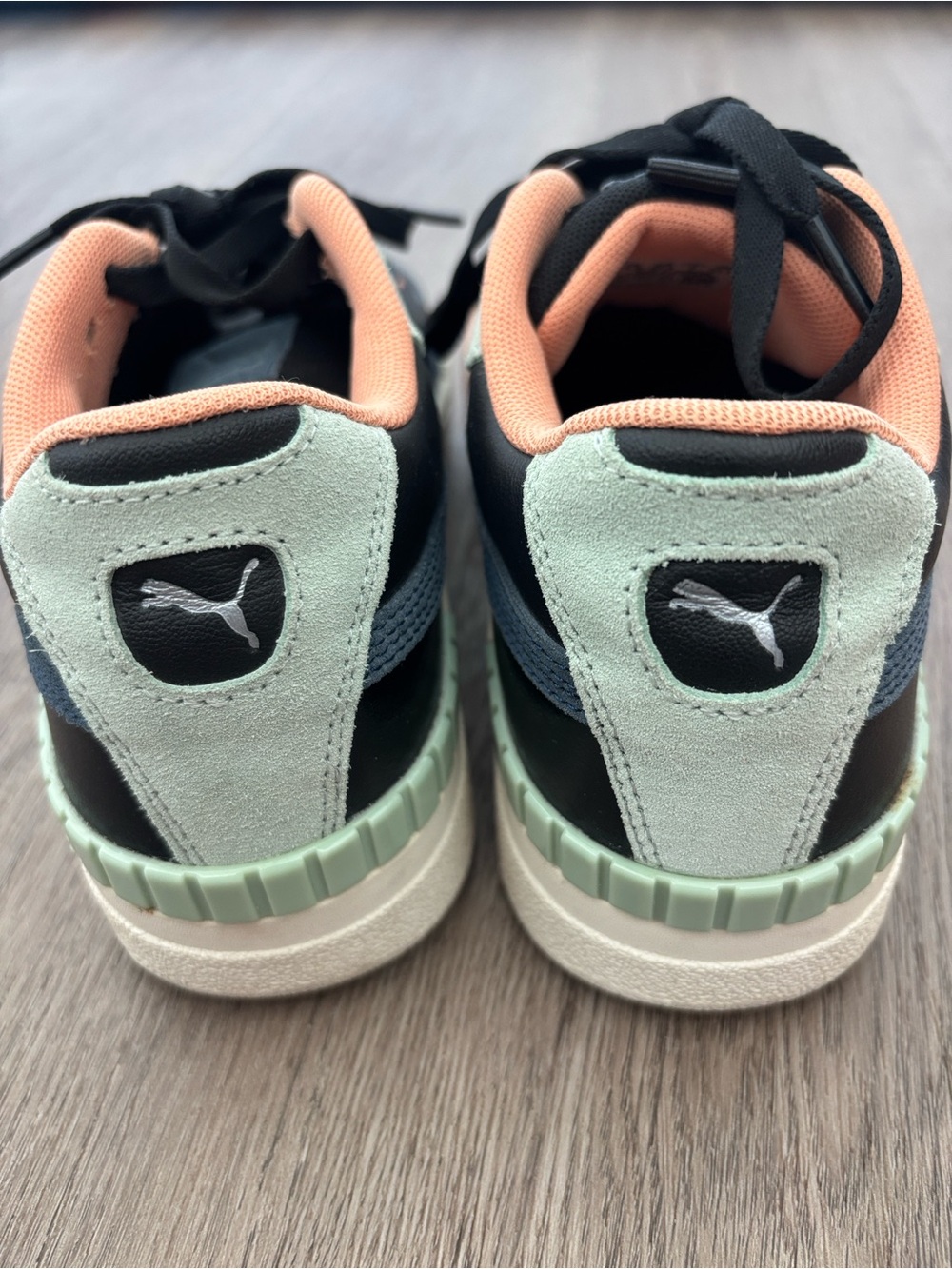 New Puma Cali Sport Mix Colorblock Platform Sneaker Black Marshmellow - Picture 4 of 12
